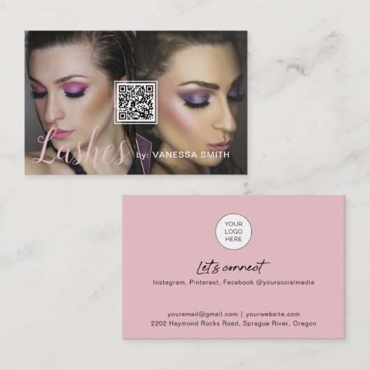 QRコードと写真付きの名刺 名刺 (正面/裏面)