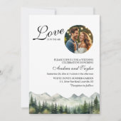 QRコードと写真付きの結婚式"Love+is+in+the+air" 招待状 (正面)