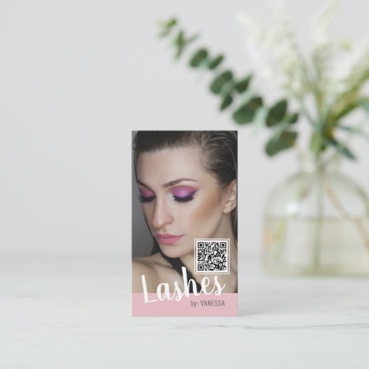 QRコードと写真付きまつげ名刺 名刺 (スタンド正面)
