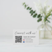 Qrコードと接続Facebook Instagram Gray 名刺 (スタンド正面)