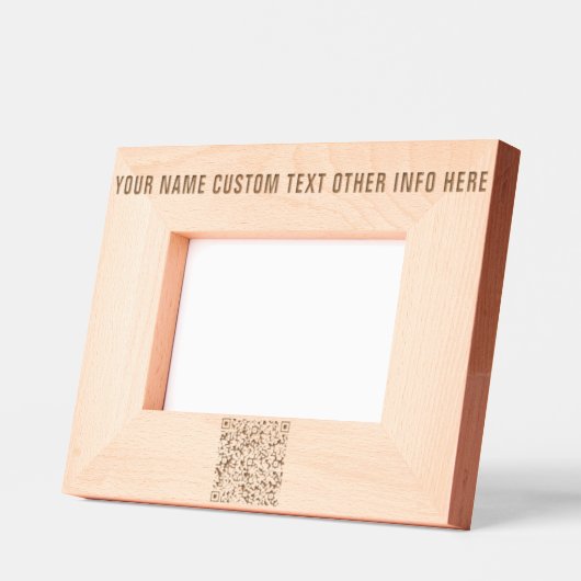 QRコードと文字のエッチドカスタムフレーム レーザー彫刻フレーム (左)