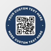 QRコードと文字の上下の濃い青色の円 ウィンドウサイン (シート)