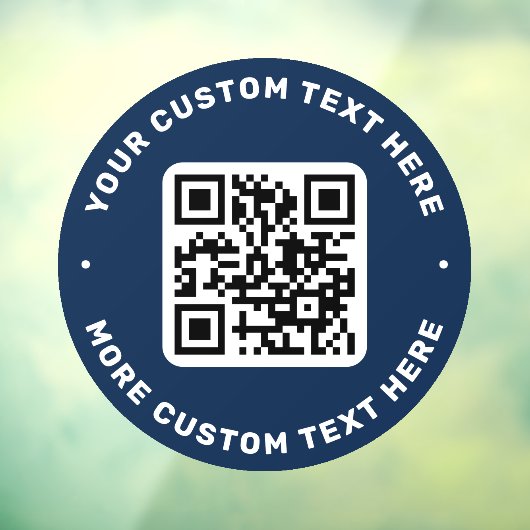 QRコードと文字の上下の濃い青色の円 ウィンドウサイン (シート3)