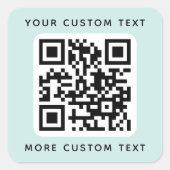 QRコードと文字の上下ライトアクアブルー スクエアシール (正面)