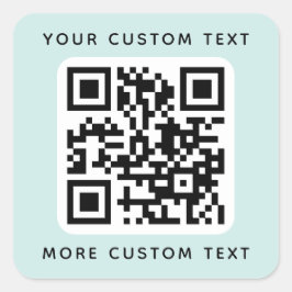 QRコードと文字の上下ライトアクアブルー スクエアシール