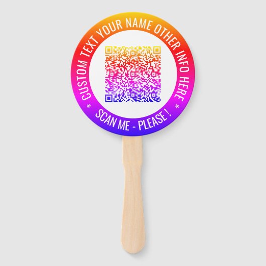 QRコードと文字カスタムハンドファパーソナライズされたン ハンドファン (正面)