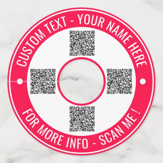 QRコードと文字カスタムワイングラスラベルあなたの色 ワイングラスタグ (正面)