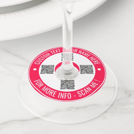 QRコードと文字カスタムワイングラスラベルあなたの色 ワイングラスタグ (クローズアップ)