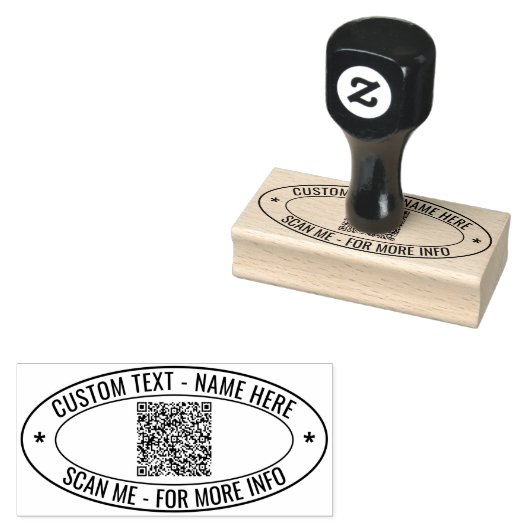 QRコードと文字カスタム楕円スタンプテンプレート ラバースタンプ (押印)