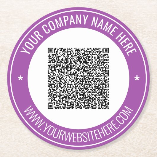 QRコードと文字カスタム紙コースター選択カラー ラウンドペーパーコースター (正面)