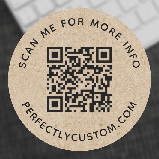QRコードと文字カスタム素朴クラフト紙ルック ラウンドシール