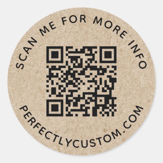 QRコードと文字カスタム素朴クラフト紙ルック ラウンドシール (正面)