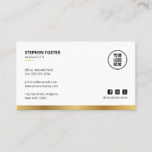 QRコードと米国ソーシャルメディアとの接続ホワイト&金ゴールド 名刺 (正面)