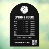 QRコードと黒いアーチの営業時間 ウィンドウサイン (シート3)