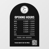 QRコードと黒いアーチの営業時間 ウィンドウサイン (シート)