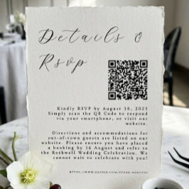 QRコードとRSVPカード付きのシンプルな白い結婚式 ポストカード
