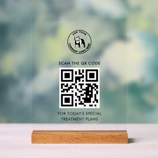 QRコードとVet Techビジネスロゴの追加 アクリルサイン (ニュートラル)