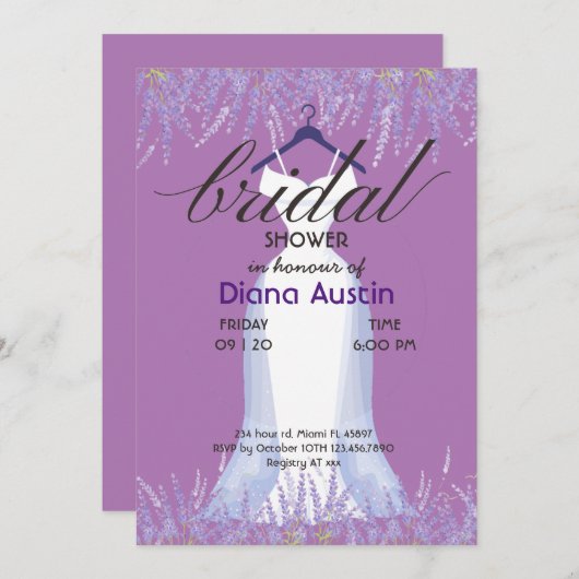 QRコードによるブライダルシャワーの増加 招待状 (正面/裏面)