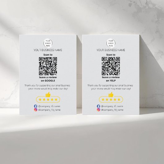 QRコードによるGoogleとYelpでの口コミ投稿のお願い 名刺
