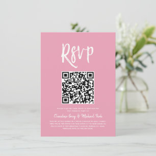 QRコードによるRSVP  赤面ピンクスクリプトスタイルRSVP 招待状