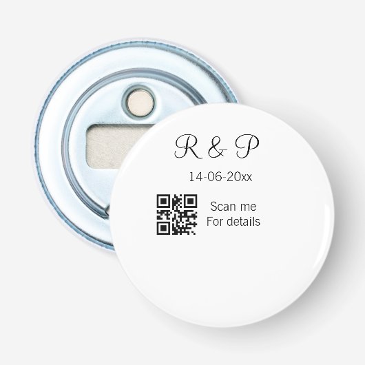 QRコードに結婚式の名前＋日付＋年を入力 栓抜き (正面)