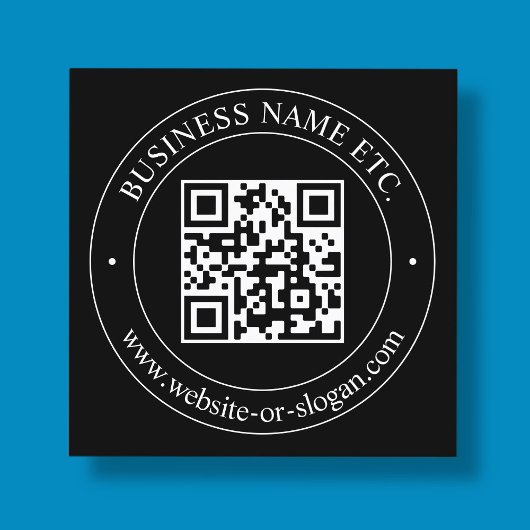QRコードのアップロードとカスタマイズ可能な文字 |黒 スクエア名刺
