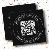 QRコードのアップロードとカスタマイズ可能な文字 |黒 スクエア名刺