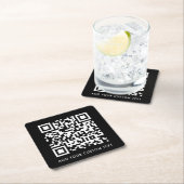 QRコードのアップロード |ブラックミニマルシンプルリストのスキャン スクエアペーパーコースター (インサイチュ)