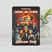 QRコードのカジュアルなハロウィンパーティー 大人のためのドレスコードとカクテル付きハロウィン 招待状 (スタンド正面)