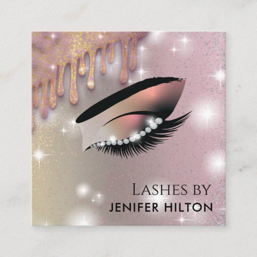 Qrコードのキラキラトレンディーの点滅メイクアップ スクエア名刺 (正面)