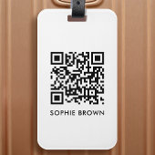 QRコードのスキもしン失ったシンプル連絡ミニマルホワイトスキャン ラゲッジタグ