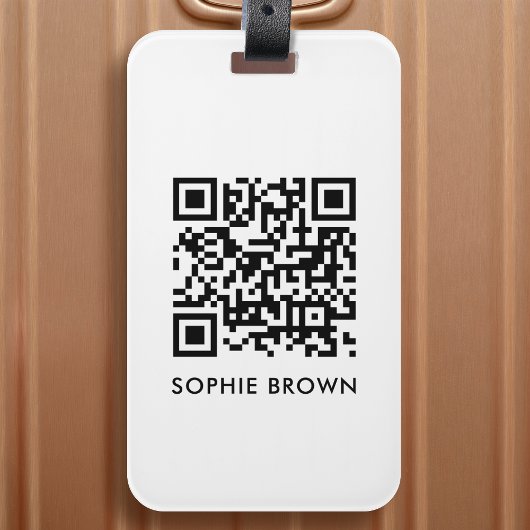 QRコードのスキもしン失ったシンプル連絡ミニマルホワイトスキャン ラゲッジタグ
