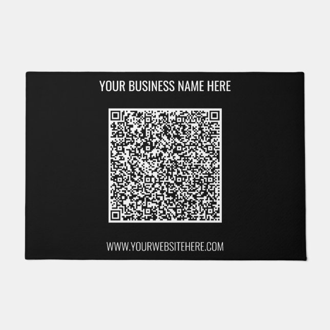 QRコードのスキャンとカスタム文字のビジネス形式 ドアマット (正面)