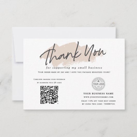 QRコードのソーシャルメディアロゴモダンスモールビジネス サンキューカード (正面)