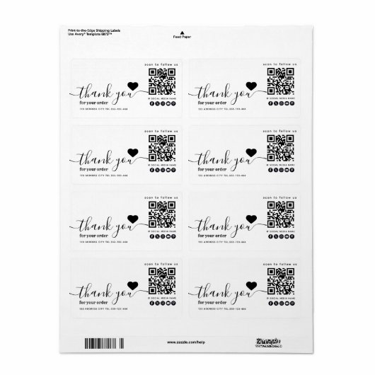 QRコードのソーシャルメディ感謝していアのビジネス ラベル (フルシート)