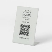 QRコードのチェックイン |グレービジネスロゴ非接触型 台座サイン (正面)
