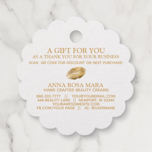 *~* QRコードのバーコード – Business Thank You金ゴールドラベル フェイバータグ (裏面)