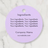 QRコードのビジネスラベルを表示する製品原料 フェイバータグ (裏面)