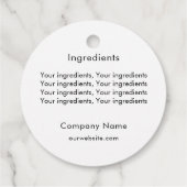 QRコードのビジネスラベルを表示する製品原料 フェイバータグ (裏面)