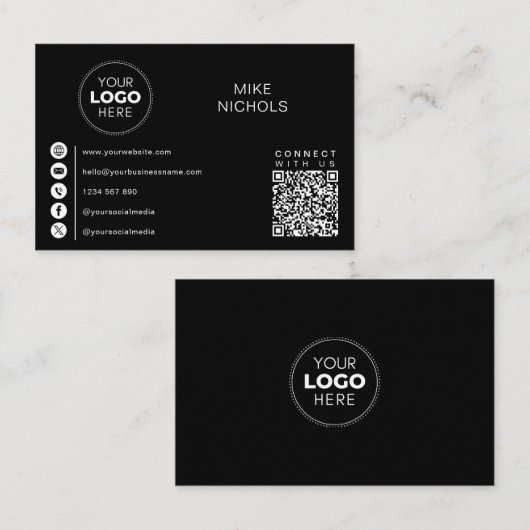 QRコードのビジネスロゴは米国のミニマリストと接続 名刺 (正面/裏面)
