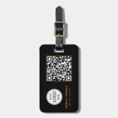 QRコードのビジネスロゴモダン、 |黒 ラゲッジタグ (正面縦)