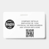 QRコードのビジネスロゴ付き従業員の白い写真ID バッジ (裏面)