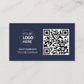 QRコードのビジネスロゴ |ネイビーモダンプロフェッショナル 名刺 (正面)