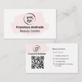 QRコードのビジネスロゴ |ピンクモダンの名刺 名刺 (正面/裏面)