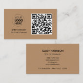 QRコードのビジネスロゴ |ブラウンモダンプロフェッショナル 名刺 (正面/裏面)