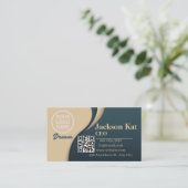 QRコードのビジネスロゴ | モダン生業慣習 名刺 (スタンド正面)