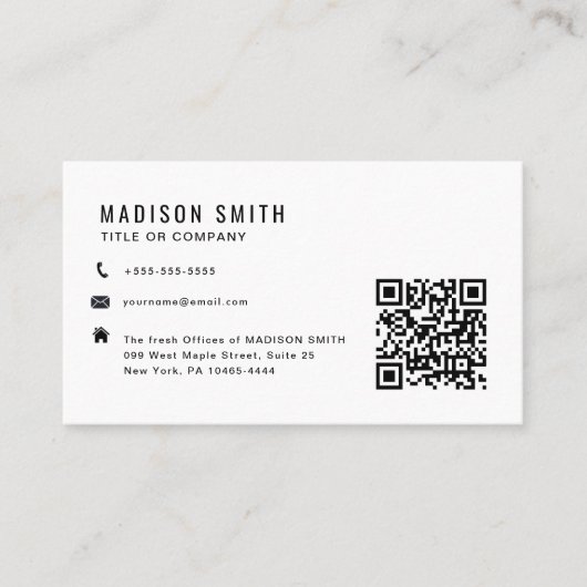 QRコードのビジネスロゴ | 白 名刺 (正面)