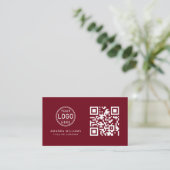QRコードのビジネスロゴ |赤いモダンプロフェッショナル 名刺 (スタンド正面)