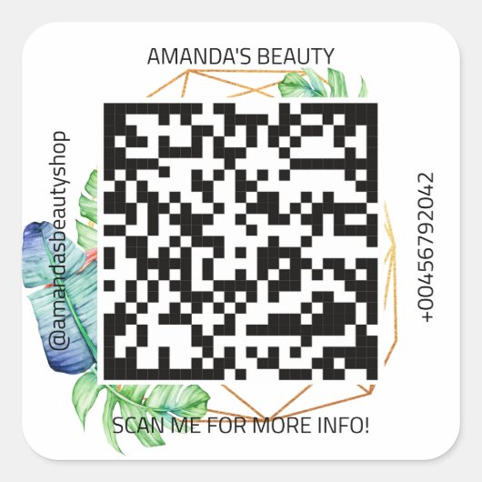 QRコードのプロモーション名連絡くもの巣部族金ゴールド スクエアシール (正面)