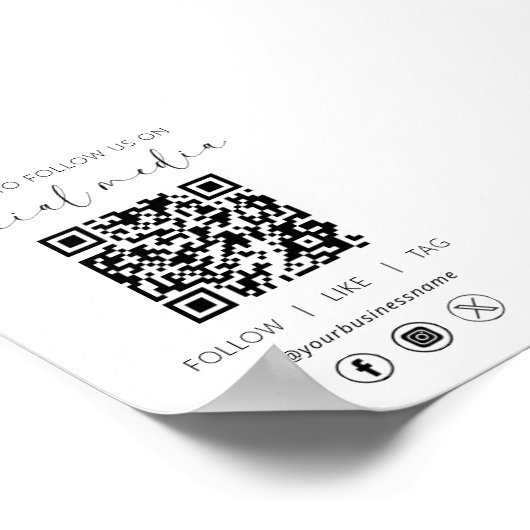 QRコードのホワイトスキャンを後を追ソーシャルネットワーク上で使用 ポスター (角)